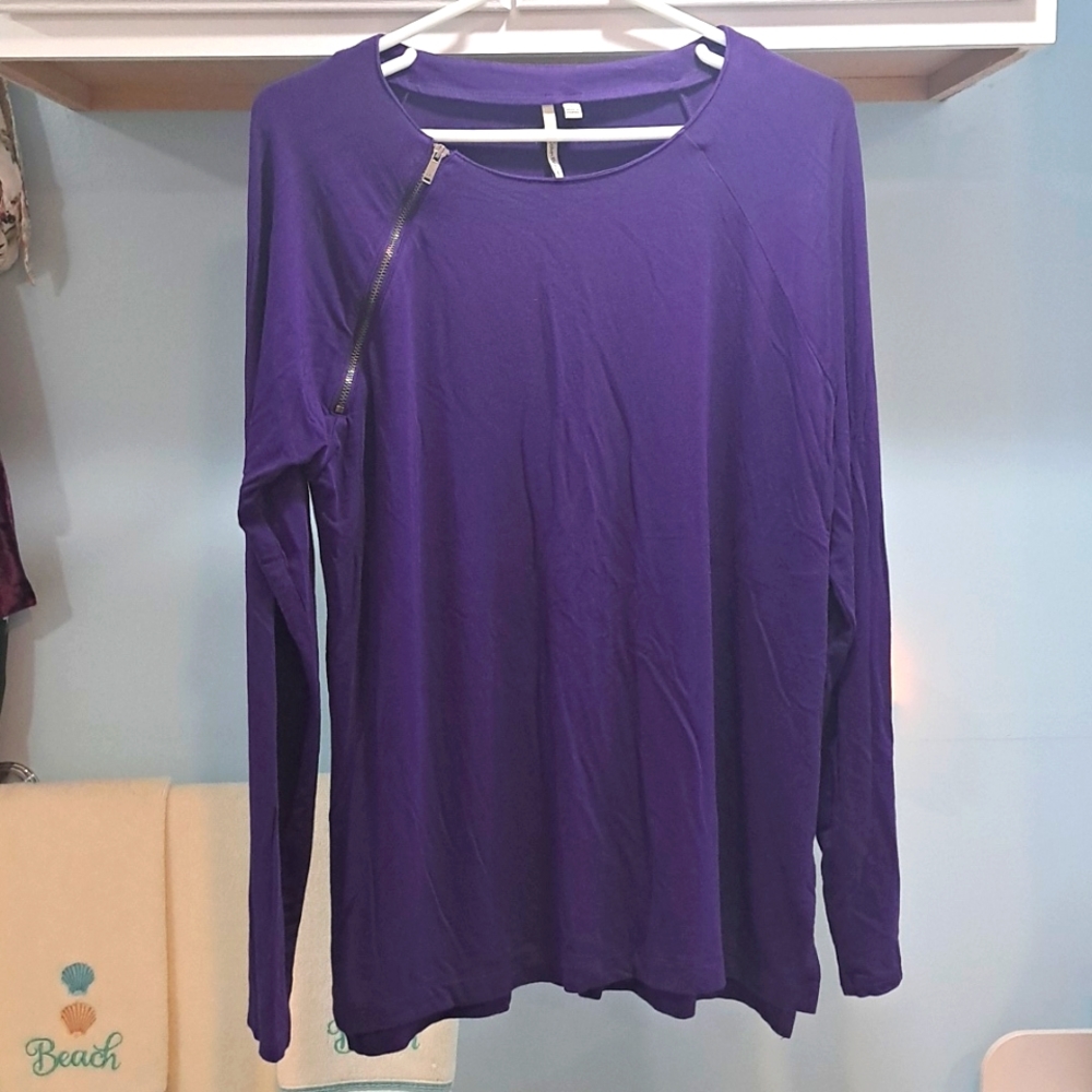 Calvin Klein Jeans - Large - Purple - Crew Neck Long Sleeve Top